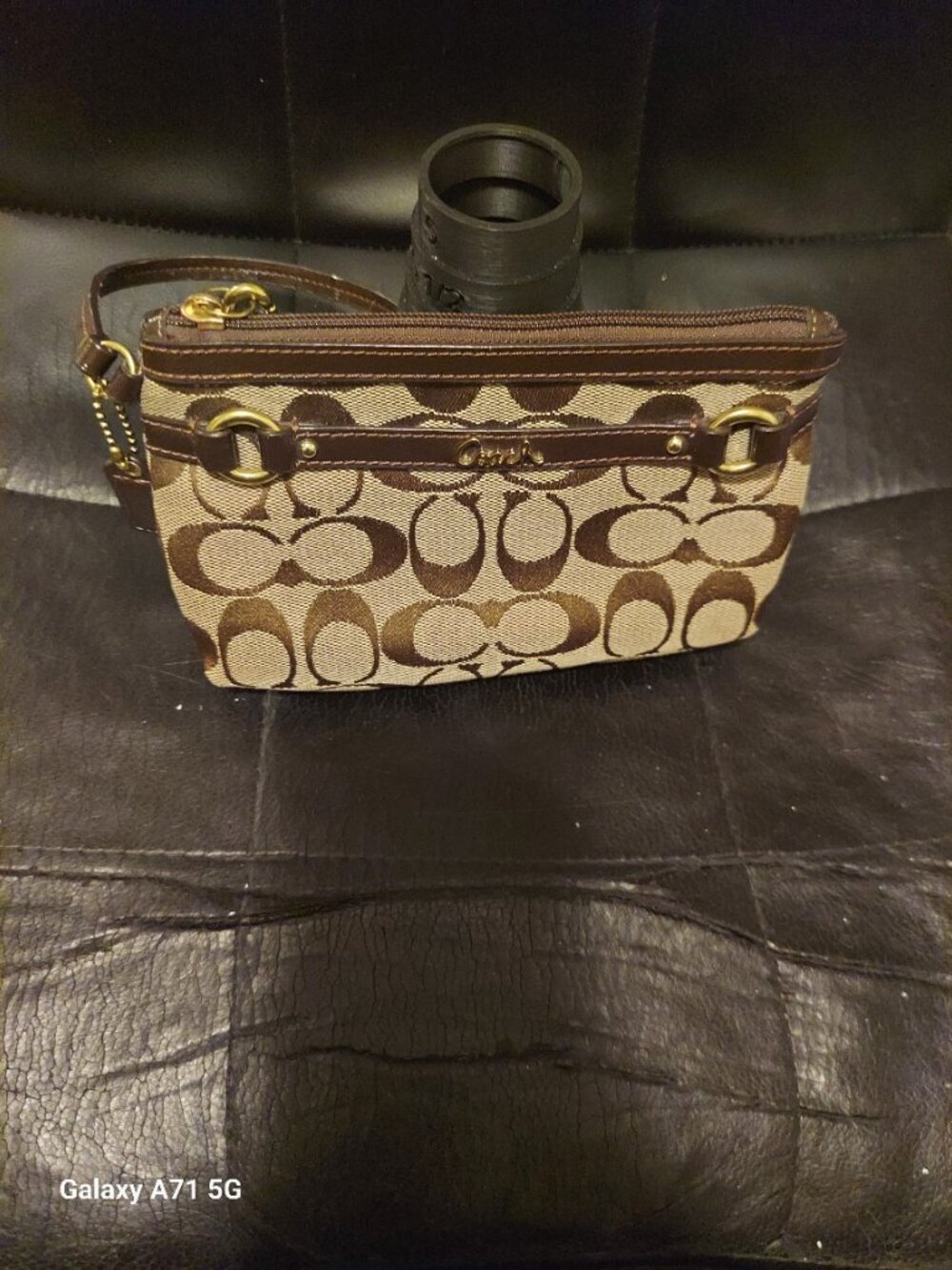 Coach Tan and Brown Wristlet